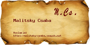Malitsky Csaba névjegykártya
